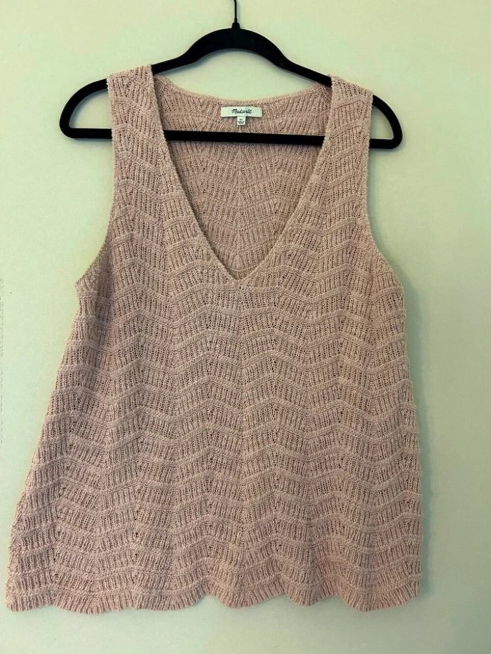 Madewell Crocheted V Neck Scalloped Knit Tank Size XL